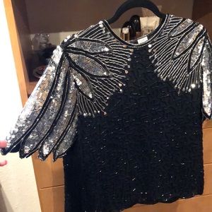 Beaded sequined dressy top